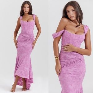 HOUSE OF‎ CB 'Cesca' Rose Pink Floral Maxi Dress NWOT size S